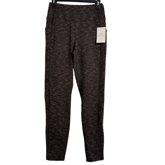 Soul Sky Fitness Active Leggings Pockets Size Small Gray Print Stretchy High Ris - Picture 1 of 12